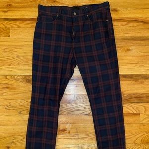 H&M Plaid Skinny Pants in Navy and Burgundy